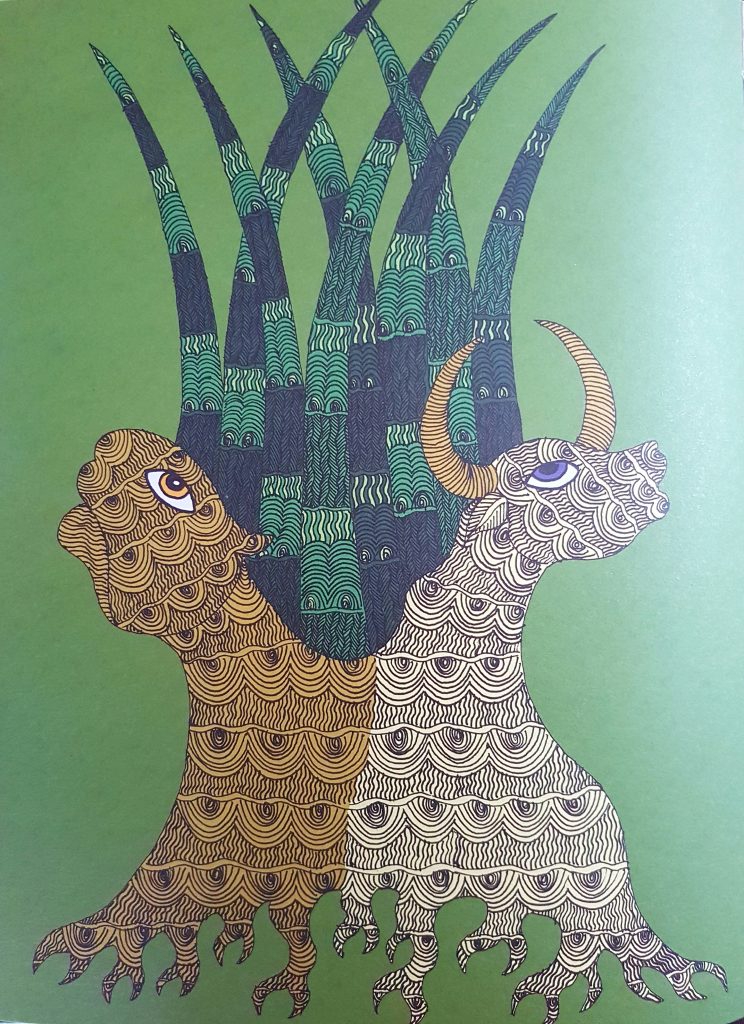 "Where Has the Tiger Gone?" on India's Gond clan respect of tiger like that of earth, river, sun Environment, Multicultural, Tara Books Kids Book Reviews 20180524 213035