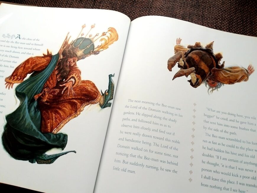 "The Bee-Man of Orn" one man's quest to find his destiny, by Frank Stockton, illustrated by P.J. Lynch Fairy Tales, Fables, Legends, Junior Fiction (6-12 years) Home Library Essentials the bee man of orn p j lynch 15